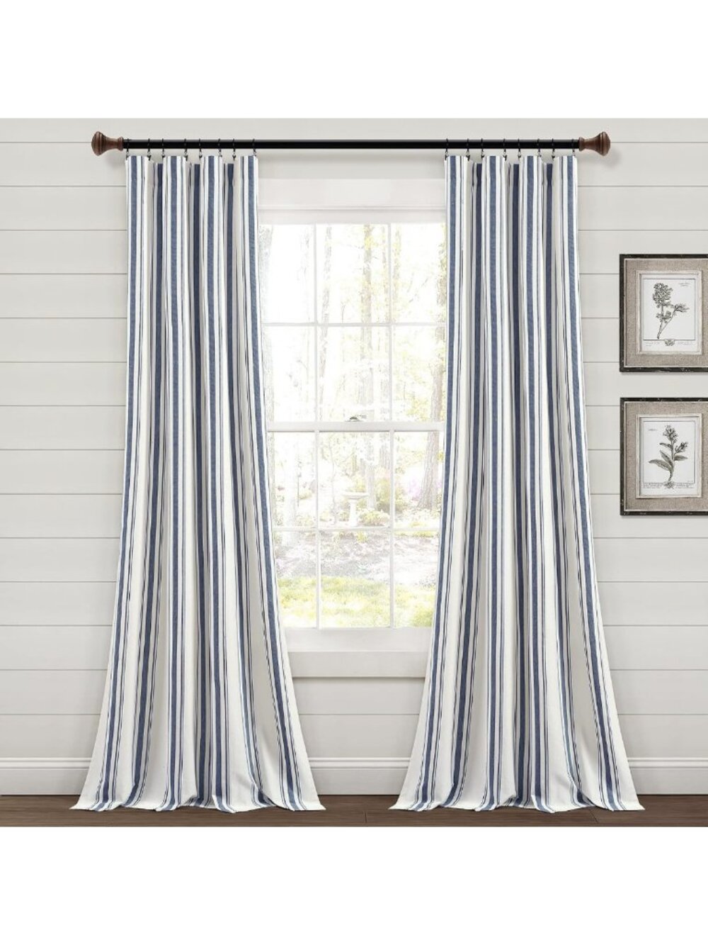 Farmhouse Stripe Yarn Dyed Cotton Window Curtain Panels, 42" x 84", Eco-Friendly